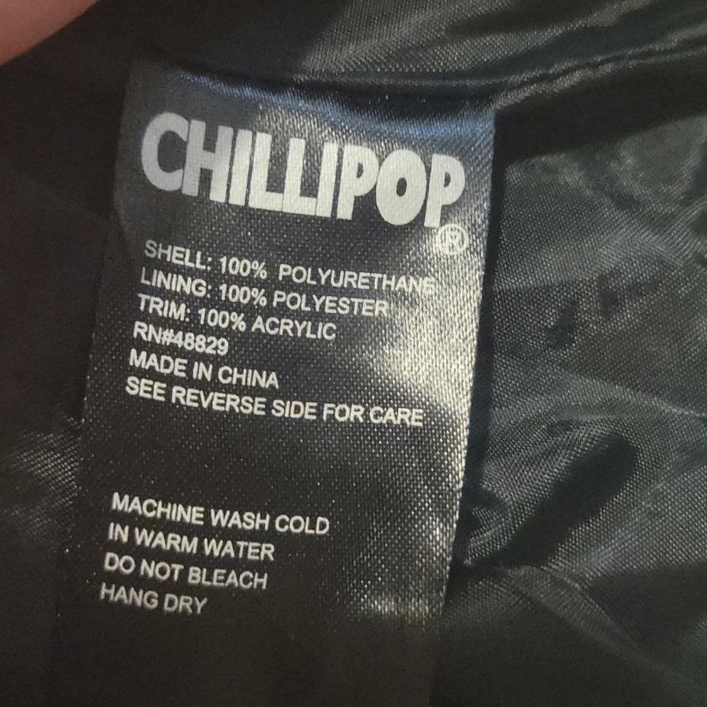 Chillipop Unisex Youth Size 4 Faux Leather Black Motorcycle Jacket - Picture 3 of 7